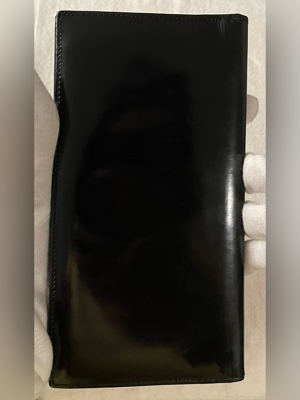 Ferragamo Authentic Vintage Shiny Black Patent Leather Slim Bifold Wallet - Picture 2 of 14